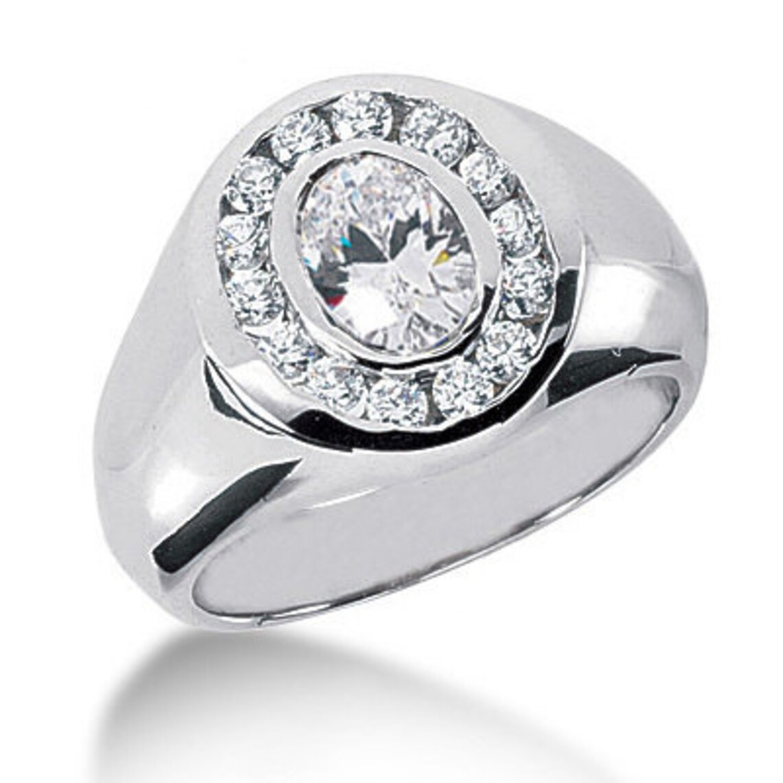 Fine 2.06ct Men's Oval Diamond Pinky Ring Band 14k White Etsy