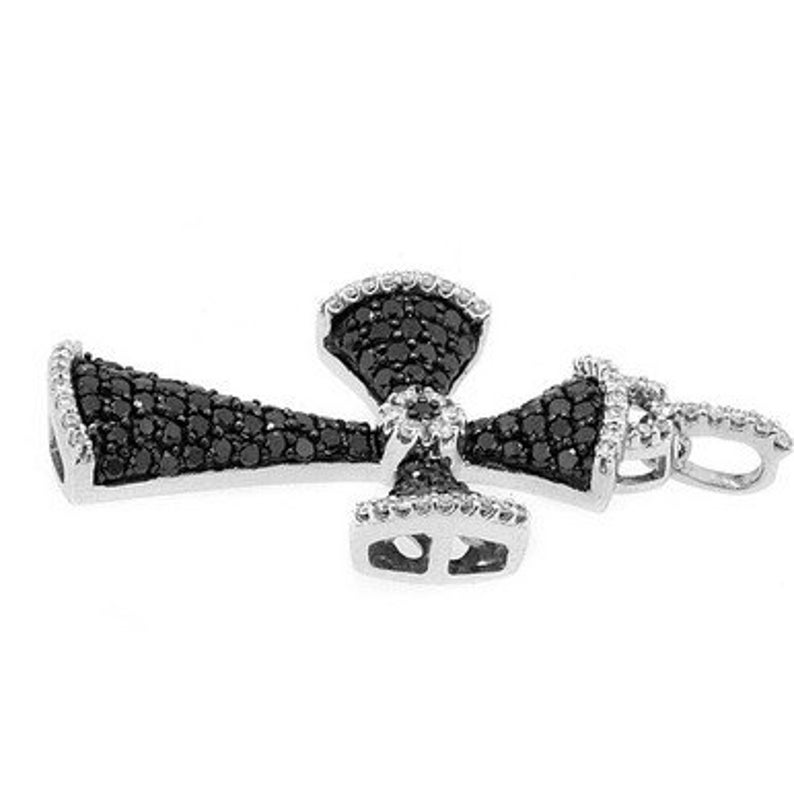 1.58ct Pave Black Diamond Cross Pendant Necklace 18k White Etsy
