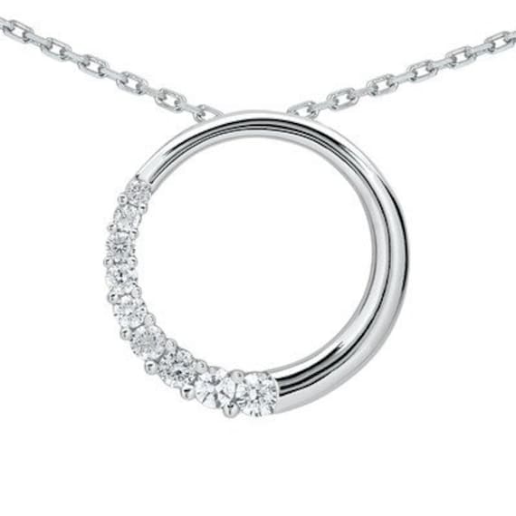 Fine Diamond Pendant Circle of Life Necklace 14k White Yellow Rose  Pink Gold