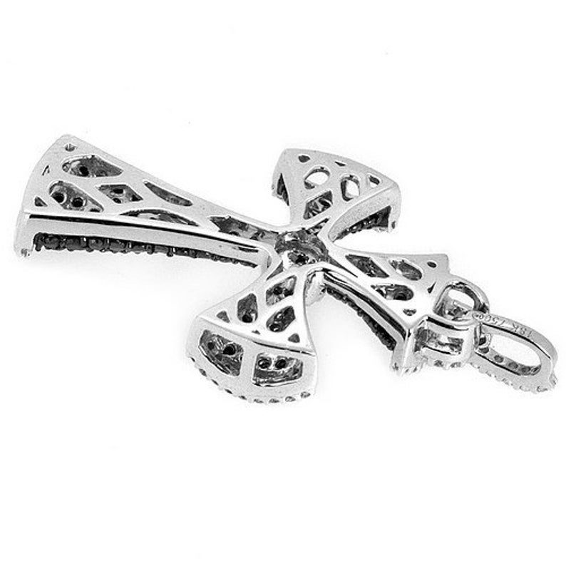1.58ct Pave Black Diamond Cross Pendant Necklace 18k White Etsy