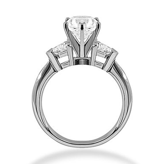 Three Stone Trillion Cut Engagement Ring Setting 14k White Yellow