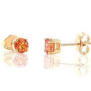 0.78ct Orange Sapphire Stud Earrings 14k Yellow Gold (CE156)