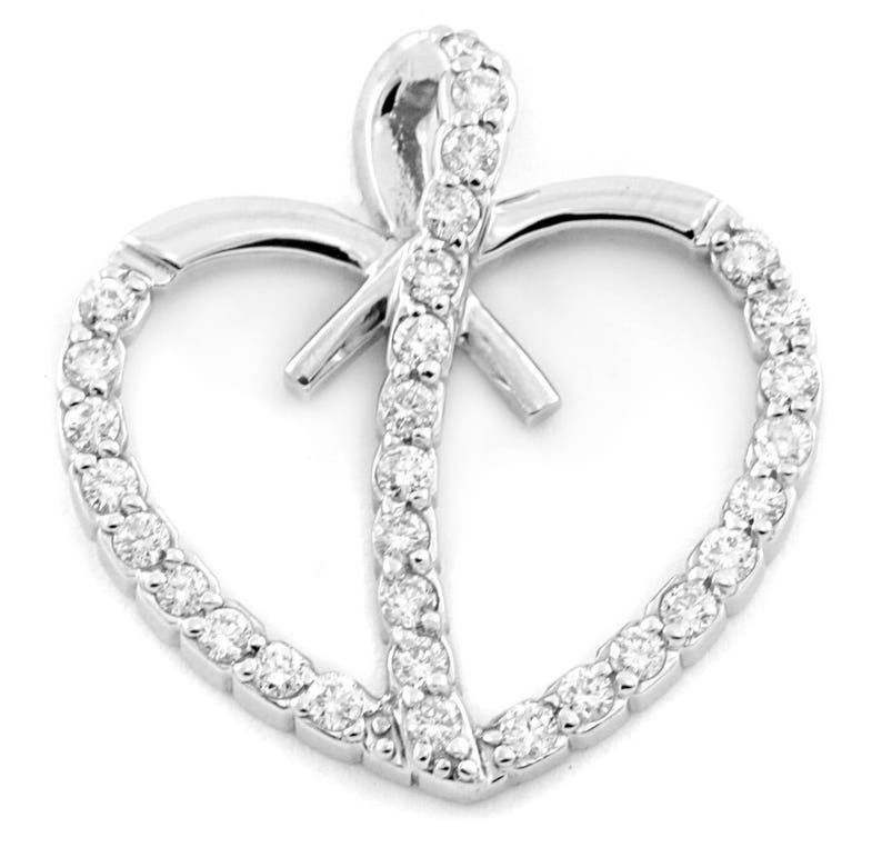 Fancy 0.76ct Diamond Heart Pendant Necklace 14k White Gold image 1