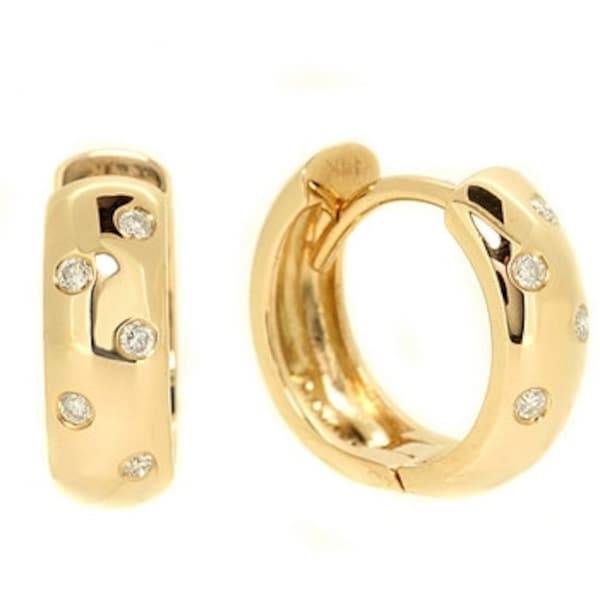 Aros de diamantes brillantes de alta calidad, pulidos, de oro blanco, amarillo y rosa de 14 k.