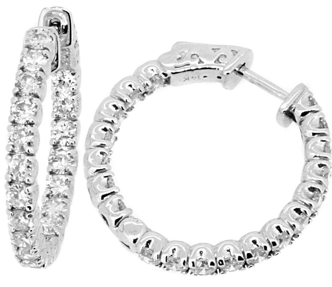 Fancy 2.70ct Inside Out Diamond Hoop Huggie Earrings 14k White - Etsy