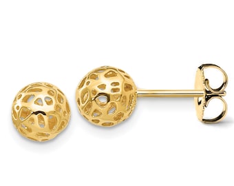 Openwork Ball Stud Earrings 14k Yellow Gold