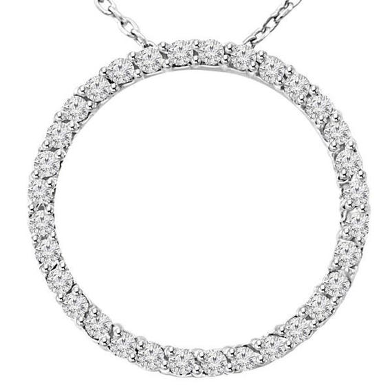 Fine Circle of Life Diamond Pendant Necklace 14k White Gold