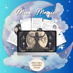 Pagine del Grimorio Magico della Luna: Libro delle Ombre, Fasi Lunari (Download Digitale)