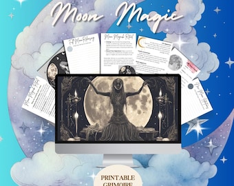 Páginas del Grimorio de Magia Lunar: Libro de las Sombras, Fase Lunar (Descarga digital)