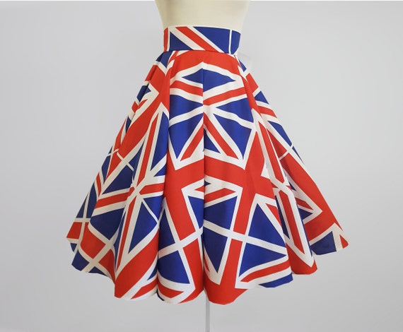 Union Jack Skirt Full Circle Swing Jive Flag Skirt Etsy