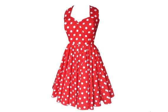 red polka dot dress 50s