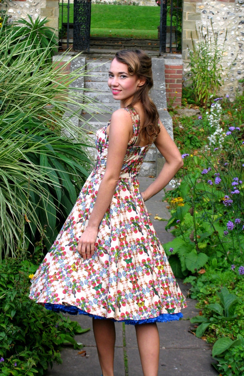 Butterfly Dress Rose Floral Swing Dress 1950s 1940s Tea Etsy