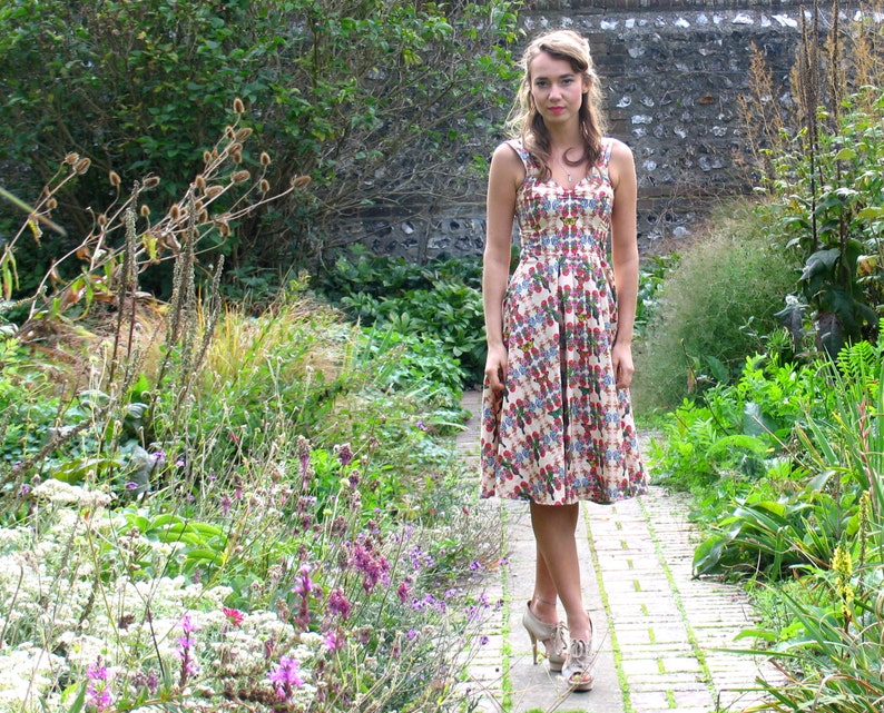 Butterfly Dress Rose Floral Swing Dress 1950s 1940s Tea Etsy