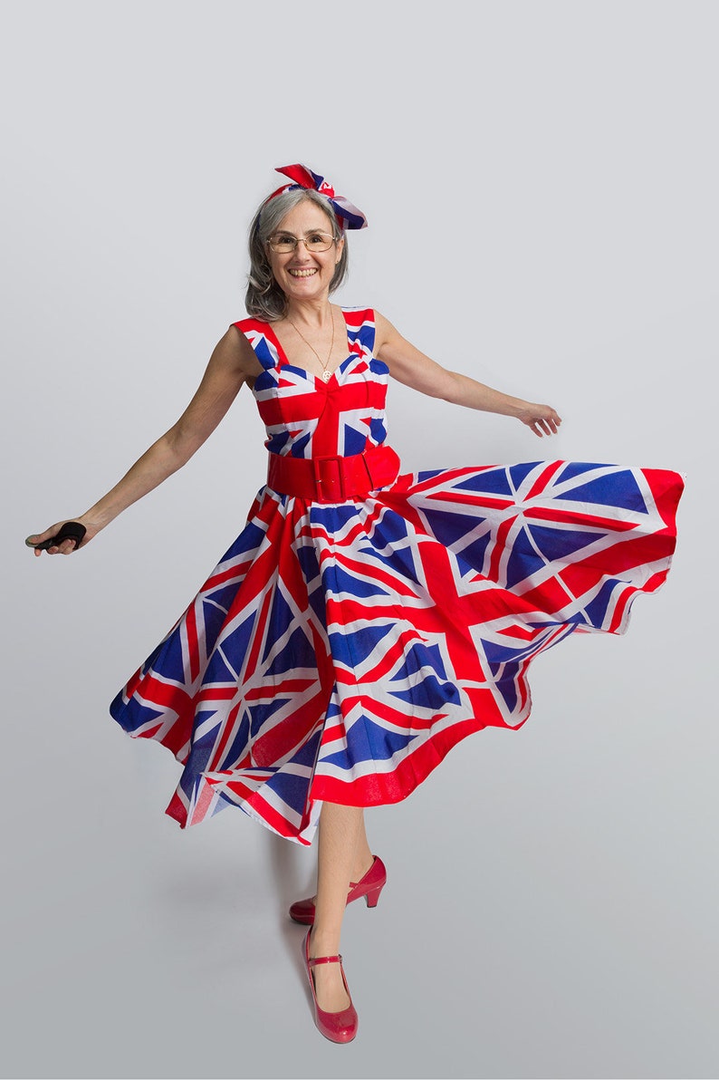 Union Jack Dress UK Flag 1950s Style Dress Vintage Etsy Singapore