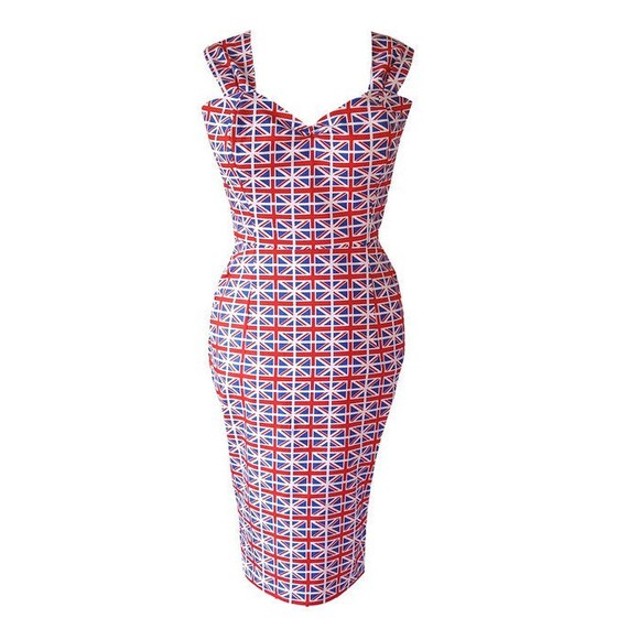 Union Jack Pencil Dress Ginger Spice Dress Gb Flag Dress Etsy