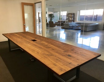 Conference  table solid walnut and steel  14'X4'X 30" H