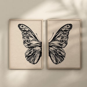 Butterfly Wall Decor | Butterfly Print Set | Butterfly Artwork | Set of 2 | Butterfly Vintage Art | Boho Wall Art | DIGITAL DOWNLOAD