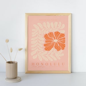 Honolulu Flower Market Print | Retro Botanical Poster | Hawaiian Flower Market Poster | Digital Download