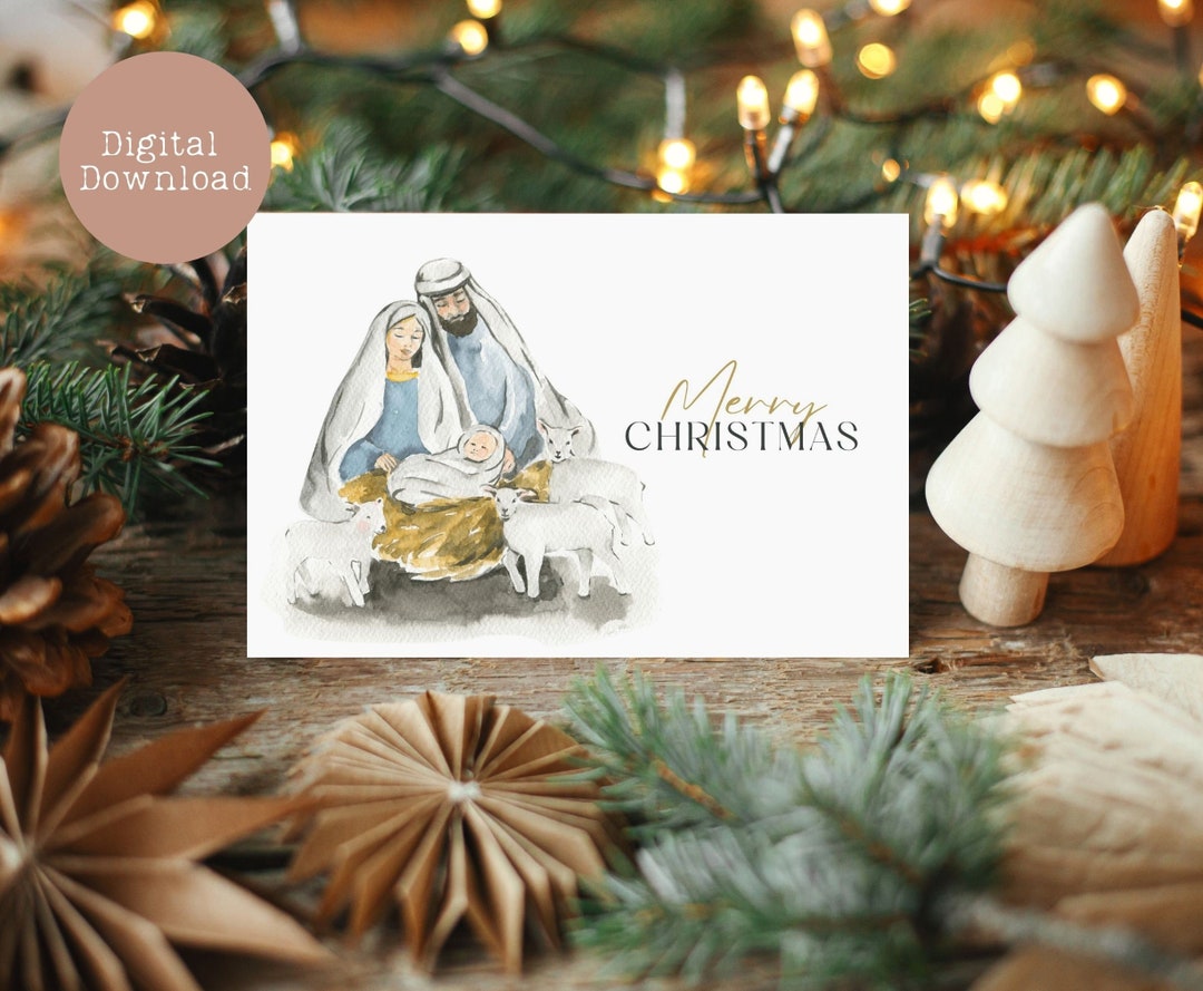 Printable Christmas Cards Printable Nativity Cards Printables Christmas ...