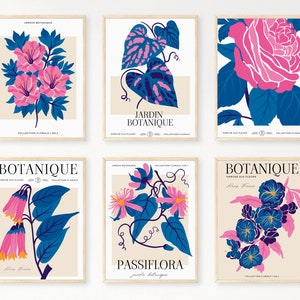 French Flower Market Poster Set of 12 Botanical Poster Print Retro ...