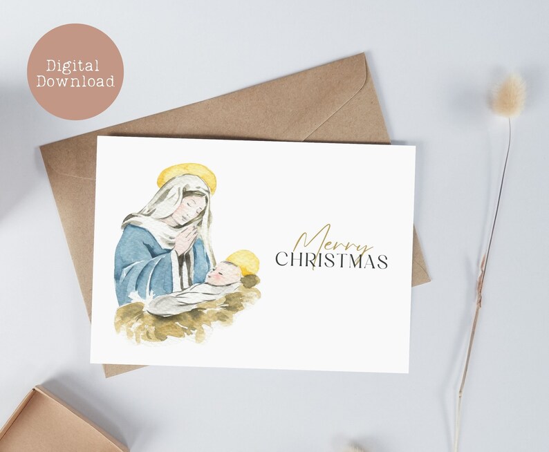 Printable Christmas Cards Printable Nativity Cards - Etsy
