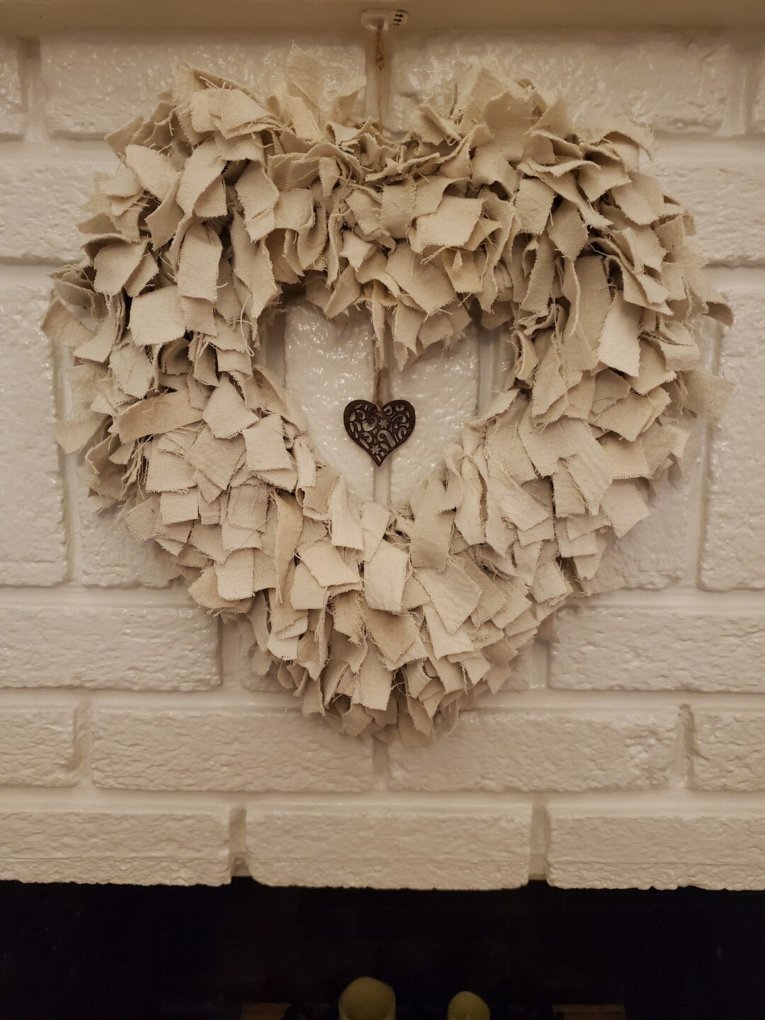 Heart Wreath Canvas Rag Wreath Shabby Coastal Rag Wreath - Etsy