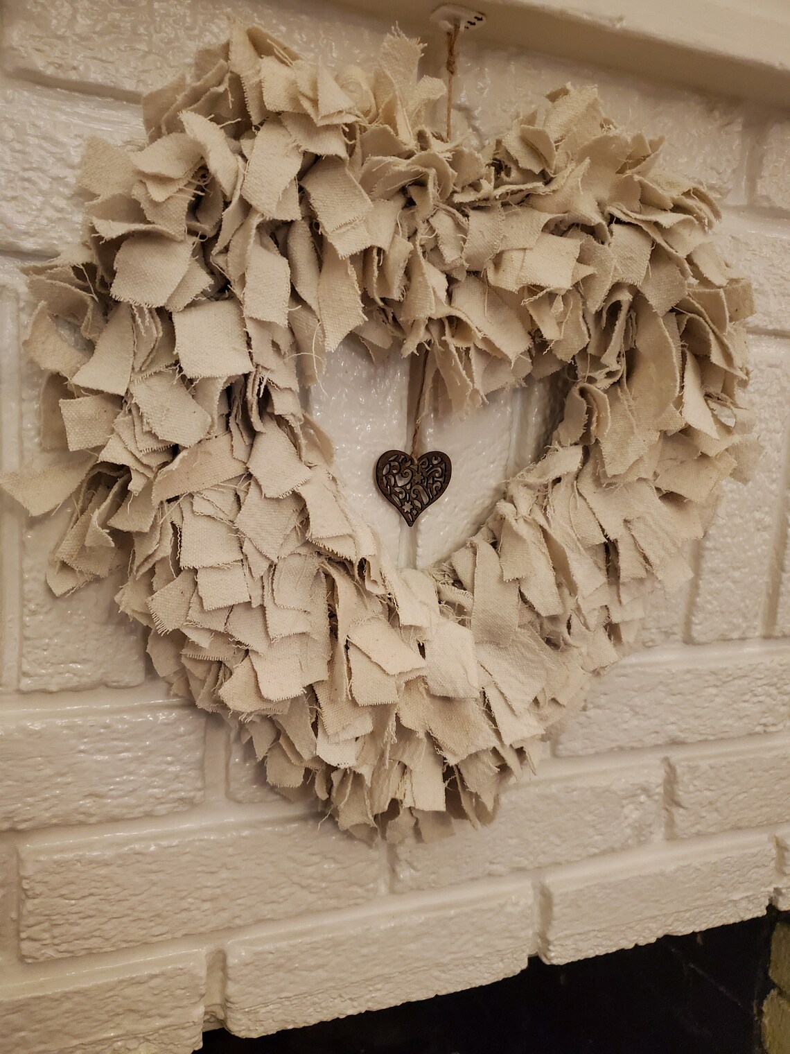 Heart Wreath Canvas Rag Wreath Shabby Coastal Rag Wreath - Etsy