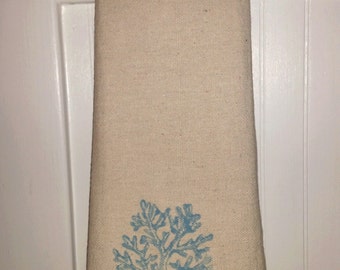 Set of 3 Coral or Anchor hand towels, Bathroom Hand Towels