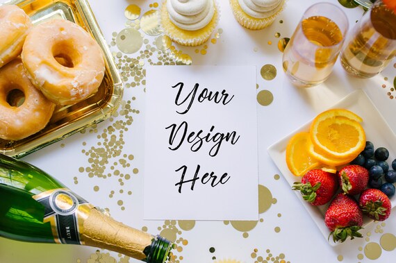 Styled Invitation Mock Up 5x7 Mockup Party Setting Stock