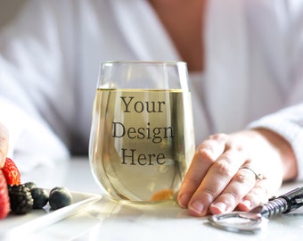 Download Free Wine Glass Mock up -Digital Download-Bride-Instant Download-Stemless Wine Glass-Stock Image-White wine-Insert Design-Spa-Model-Lifestyle PSD Template