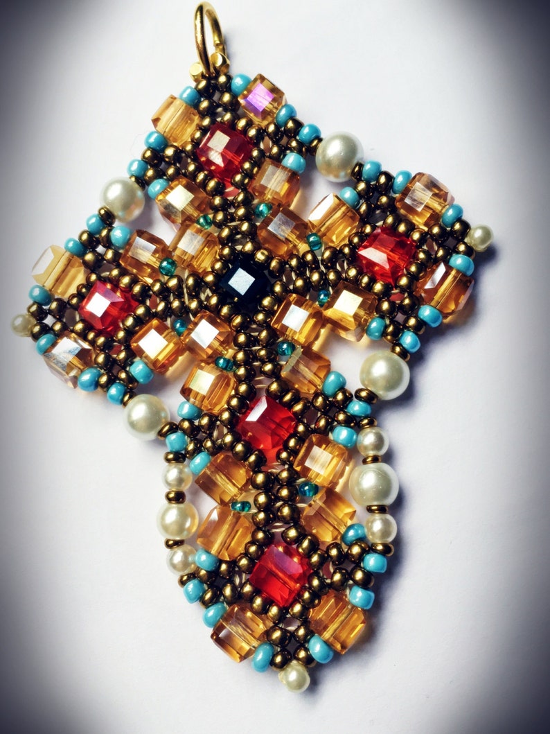 Cross Beaded Cross Tutorial Beadweaving Pattern Seed Bead Etsy