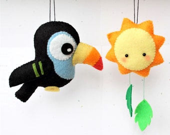 PDF Pattern - Felt Toucan and Sun Ornament