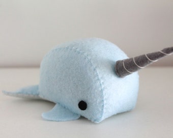 PDF Pattern - Felt Whale, Narwhal, and Dolphin Plush