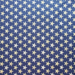 Rustic Stars Navy Cotton Fabric, One Yard