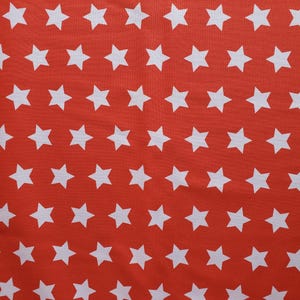 Patriotic White Stars on Red Cotton Fabric, One Yard