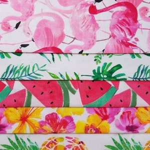 Pink Flamingos, Watermelon, Pineapples, Flowers,  Quilting Cotton, Quilting Fabric, Quilt Sets, Fat Quarter Bundle, Fabric