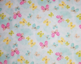 Butterflies on Blue Flannel One Yard