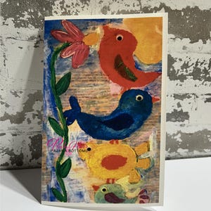 Bunte Vogel Design Grußkarte | 5x7 Digitaler Download | Innen leer | All-Occassion Karte | Originalkunst Sofortdownload