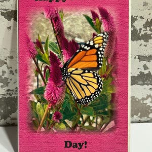 Carte de voeux numérique pour la fête des mères | Téléchargement imprimable | Beau papillon et fleurs carte | Carte rose et verte