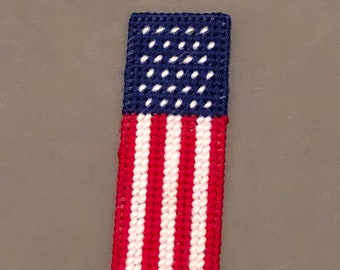 Plastic canvas American flag bookmark - Bookmarks 5 and under - red white blue bookmark - Patriotic book markers