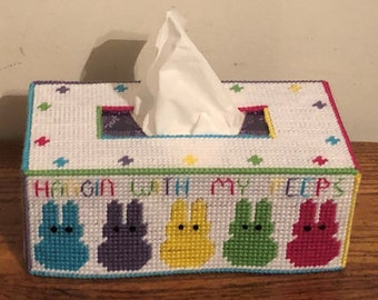 Tissue Box Cover Kids Plastic Canvas | Peeps Décor