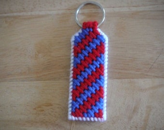 Red White and Blue Plastic Canvas Keychain