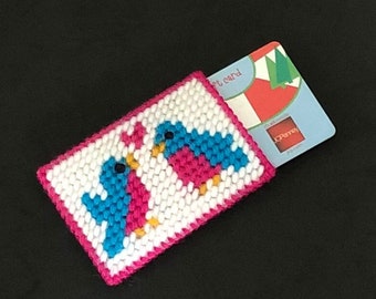 Love Birds Gift Card Holder in Plastic Canvas