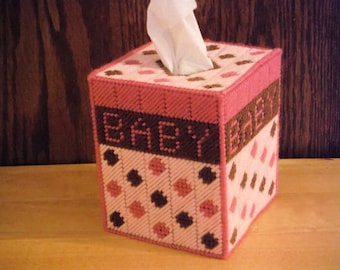 Baby Tissue Box Cover, Polka Dot Tissue Box Holder, Pink Nursery Room Décor, Girl Baby Shower Gift