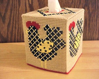 Plastic Canvas Tissue Box Cover Ruler Of The Rooster