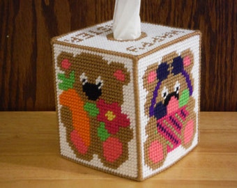 Easter Tissue Box, Tissue Box Cover, Happy Easter, Needlepoint Easter, Easter Tissue Box Cover, Square Tissue Box Cover,  Kleenex Box