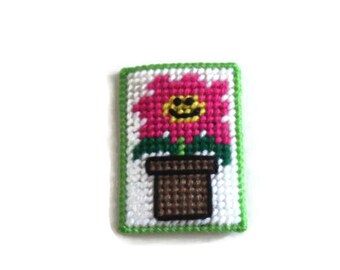 Plastic Canvas Gift Card Holder Flower Smiley Face