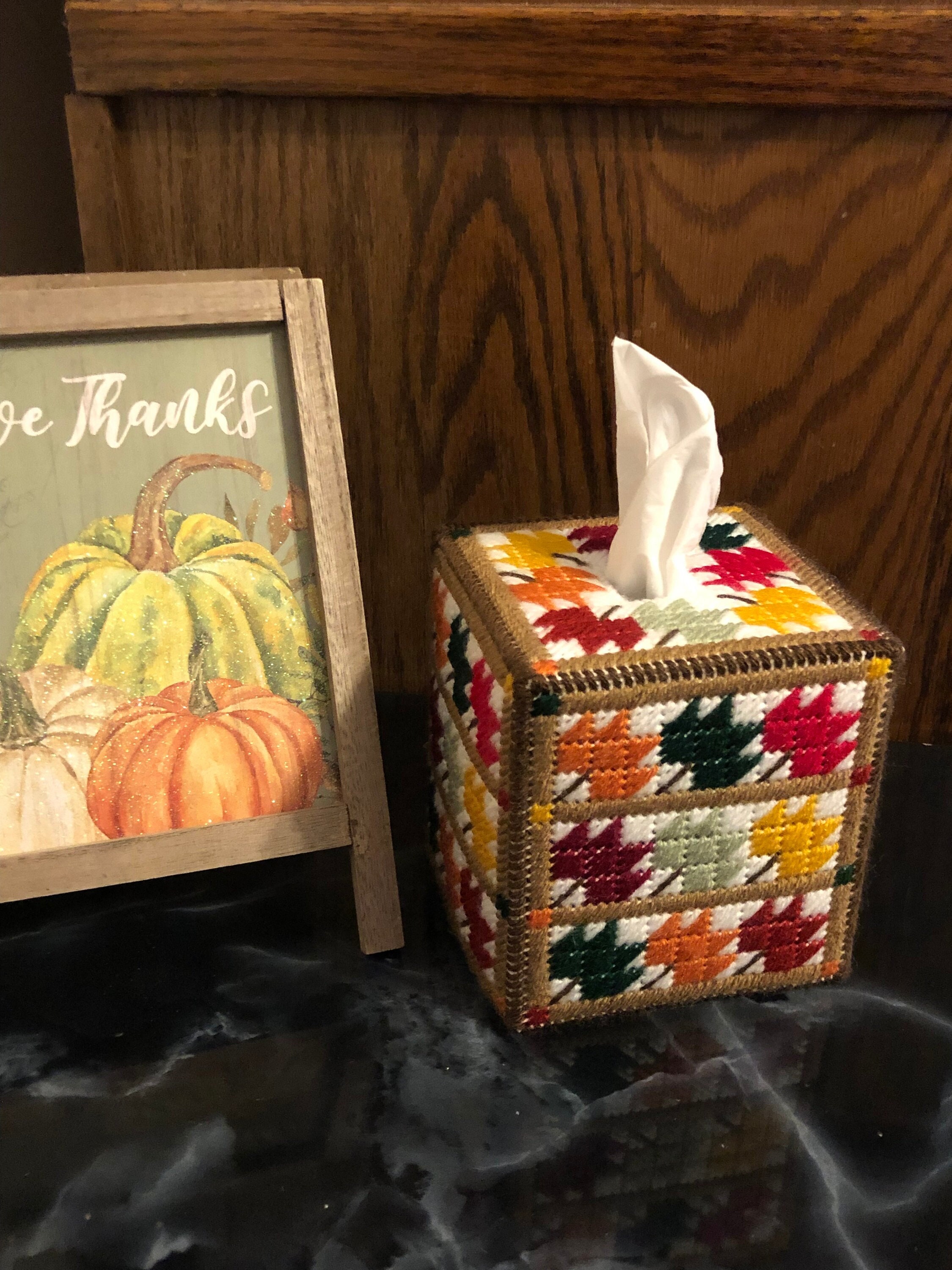 Fall Tissue Box Cover Autumn Leaves Tissue Box Holder Leaf Tissue Box