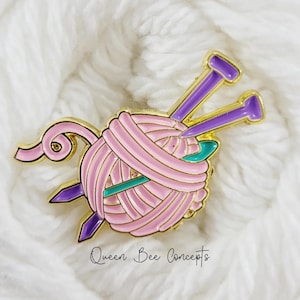 Knitting and Crochet Yarn Ball Enamel Pin - Yarn Lovers Pin - Knitters, Crocheters, and Fiber Artist Pin