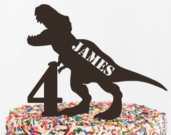 Custom T-Rex Birthday Cake Topper: Laser Cut Acrylic Dinosaur Decoration